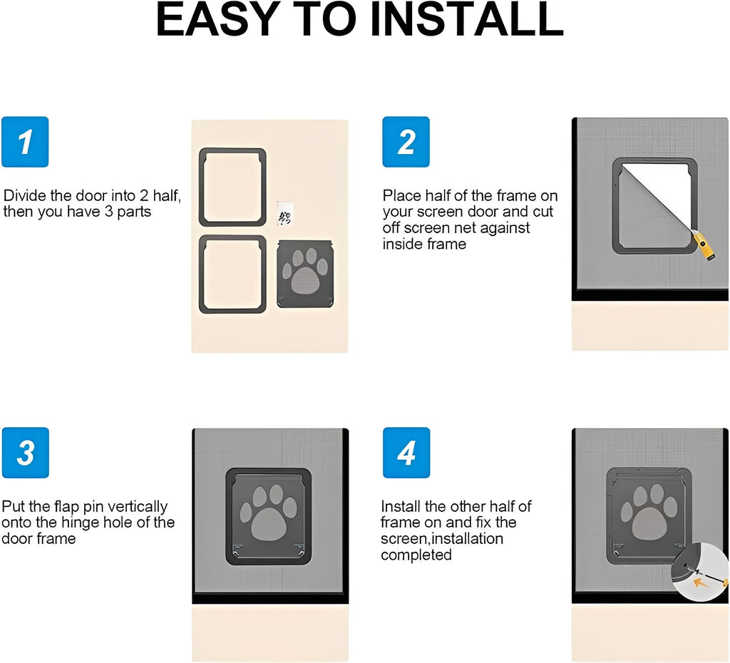Durable Pet Screen Door Insert with Mesh Flap – Ideal for Dogs and Cats | Easy Install, Weather-Resistant, and Secure