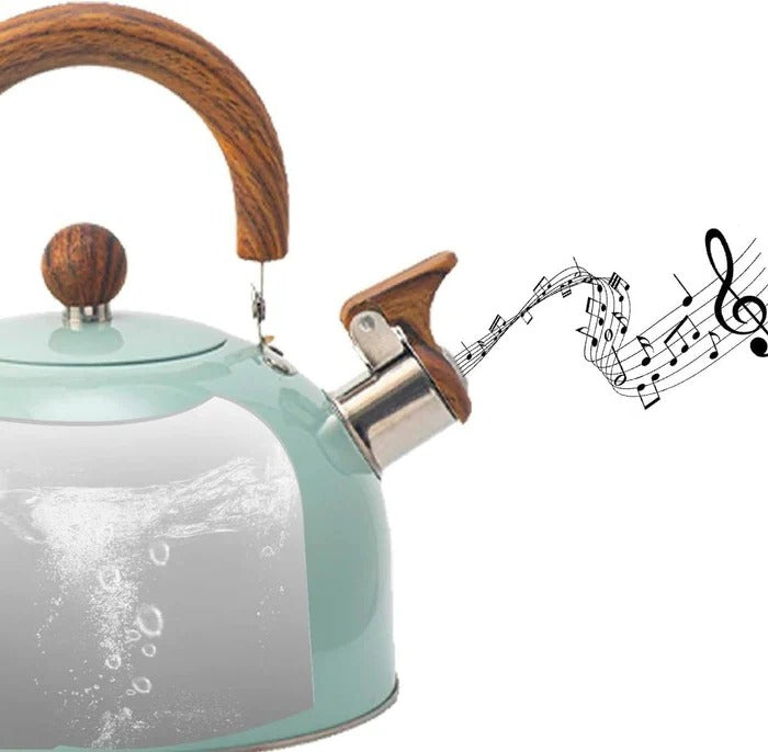 Premium Stainless Steel Whistling Stovetop Kettle with Heat-Resistant Handle - 2.5 Quart Teakettle for Safe and Efficient Boiling