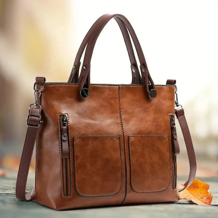 Elegant Minimalist Classic Leather Handbag - Timeless Style & Versatile Functionality