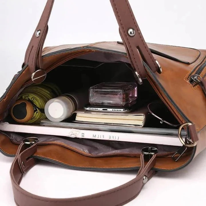 Elegant Minimalist Classic Leather Handbag - Timeless Style & Versatile Functionality