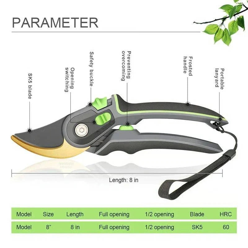 Ergonomic Steel Blade Pruning Shears - Effortless Cutting with Comfortable Grip