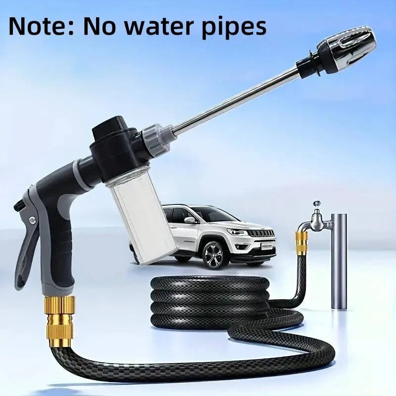 Premium Stainless Steel Garden Hose Nozzle with Ergonomic Long Handle & Multiple Spray Modes for Versatile Watering