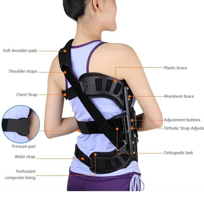 Adjustable Spinal Support Brace with Height Control & Ergonomic Posture Correction - Ideal for Back Pain Relief