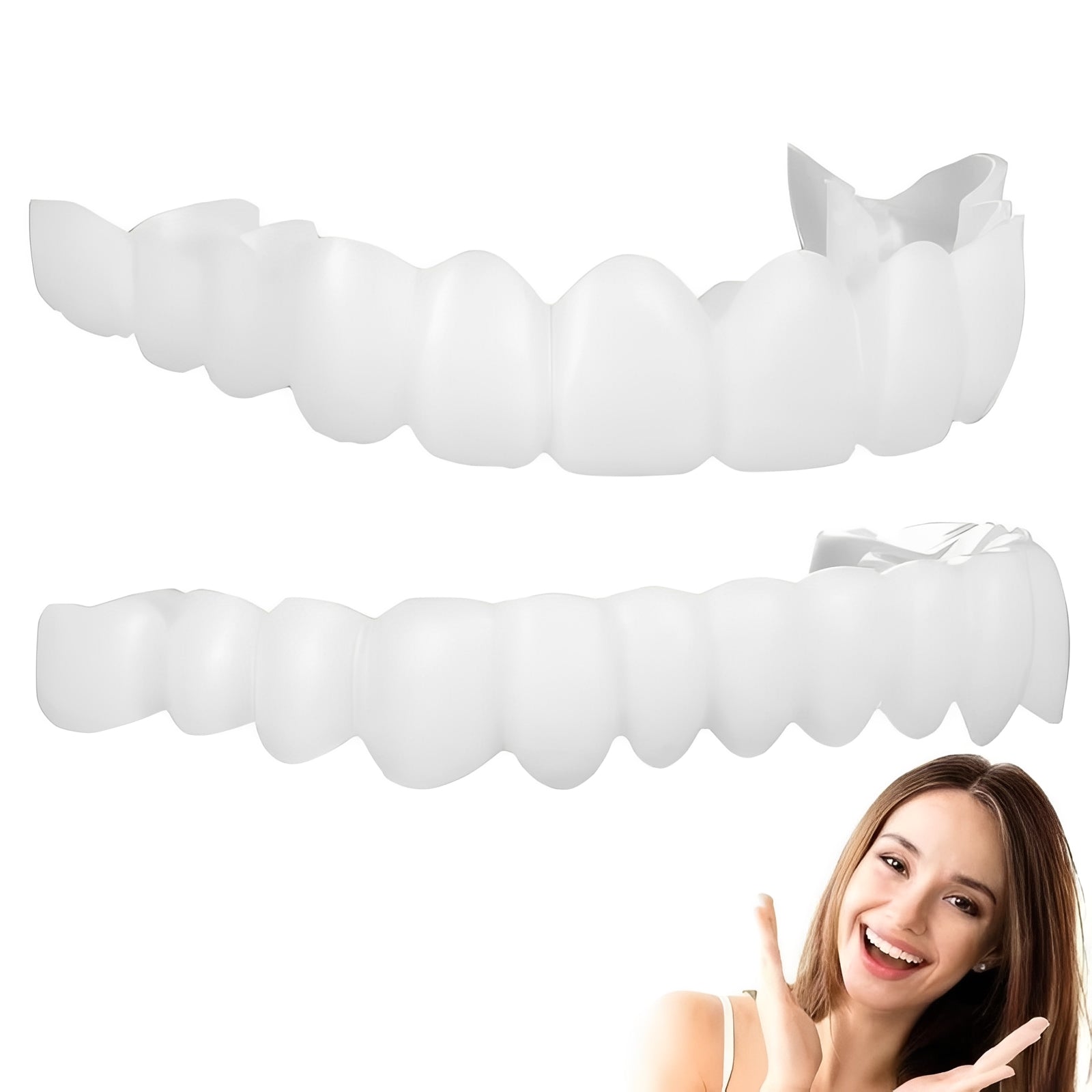 Snap-On Cosmetic Tooth Covers for Adults - 2-Piece Set for Instant Smile Makeover