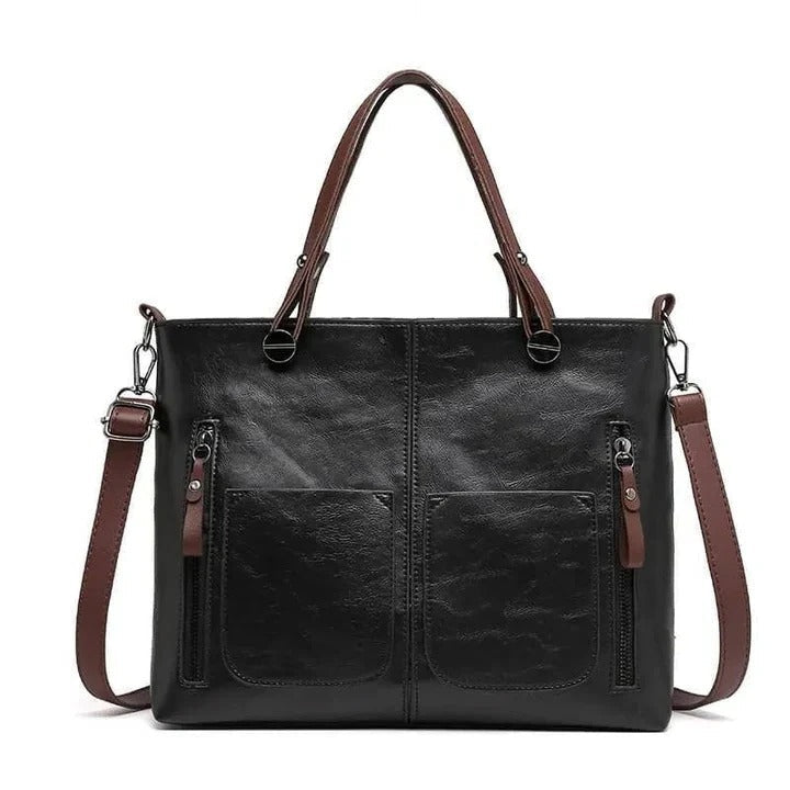 Elegant Minimalist Classic Leather Handbag - Timeless Style & Versatile Functionality