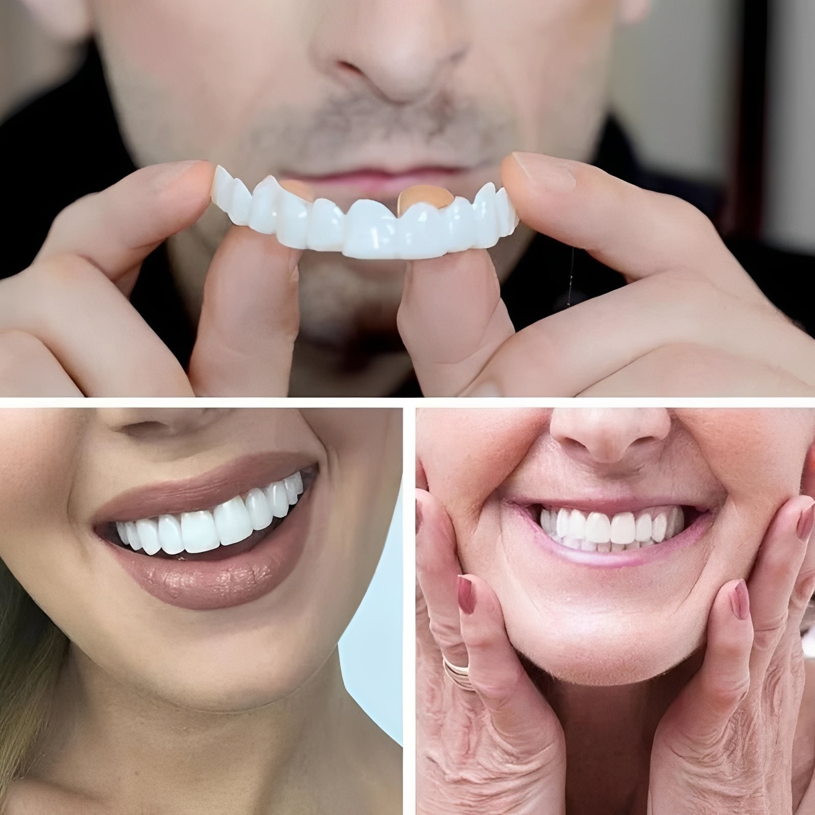 Snap-On Cosmetic Tooth Covers for Adults - 2-Piece Set for Instant Smile Makeover