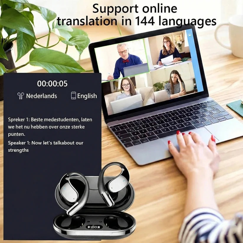 HiFi Wireless Translation Earbuds - Real-Time Language Translator with 144 Languages Support & Superior Sound Quality