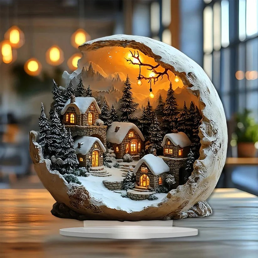 Rustic Acrylic Christmas Ornament Figurine - Festive Table Decor for Holiday Celebrations