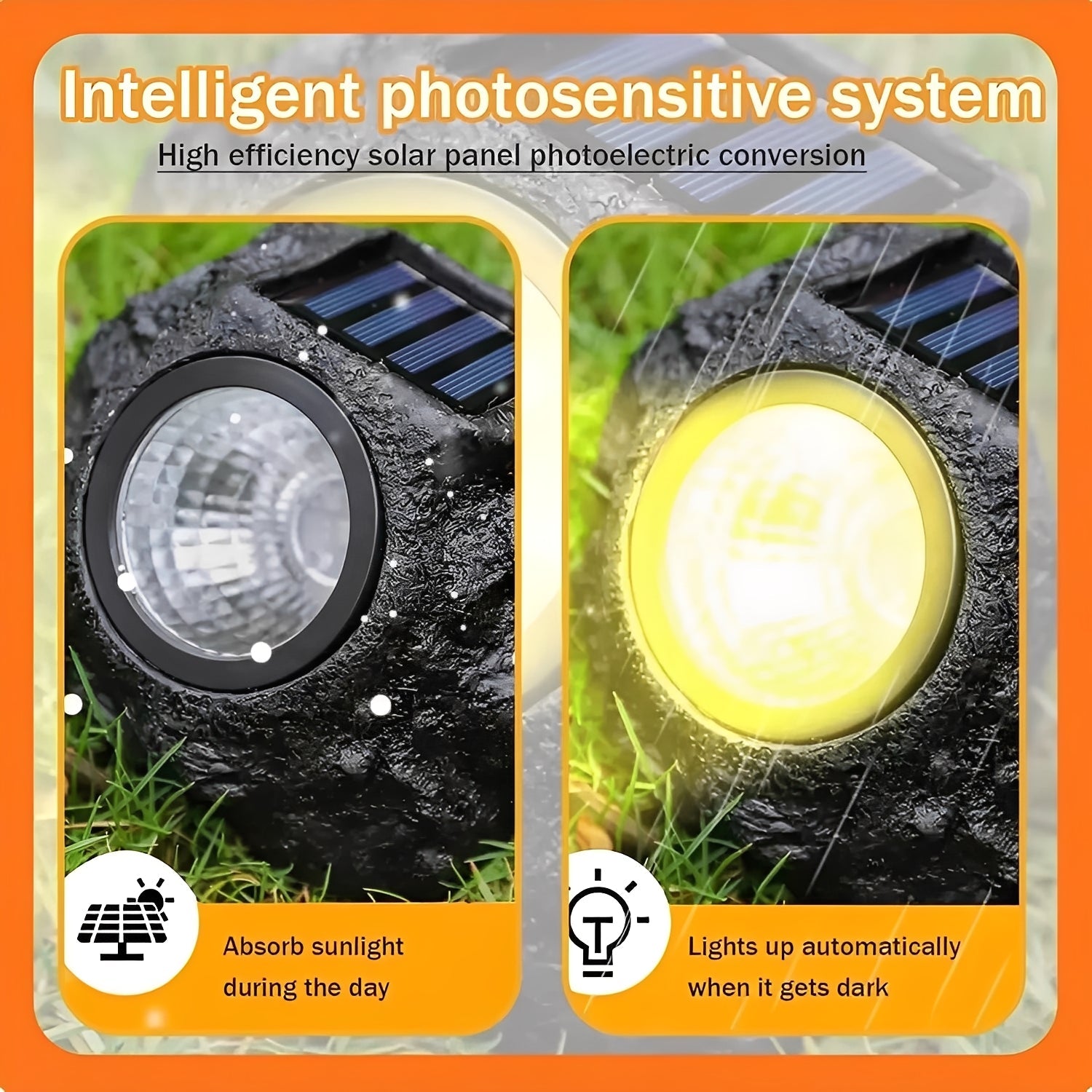 Stone-Style Solar LED Garden Spotlight with Automatic Light Sensor - Eco-Friendly Outdoor Lighting