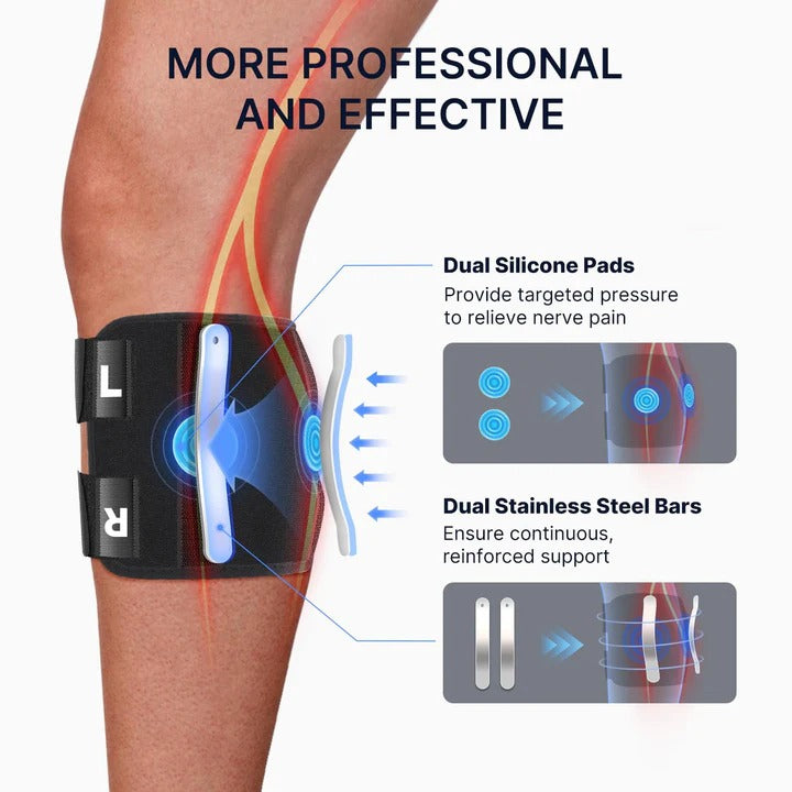 Adjustable Knee Support Brace with Dual Pads & Buckle Straps for Optimal Comfort and Stability