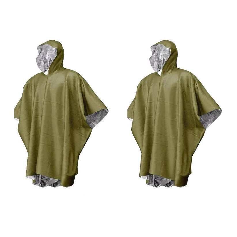 Unisex Reversible Rain Poncho Set - 2 Pack for Hiking, Camping & Outdoor Adventures