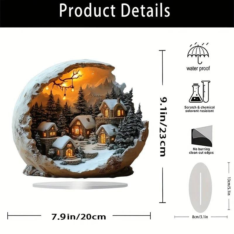 Rustic Acrylic Christmas Ornament Figurine - Festive Table Decor for Holiday Celebrations
