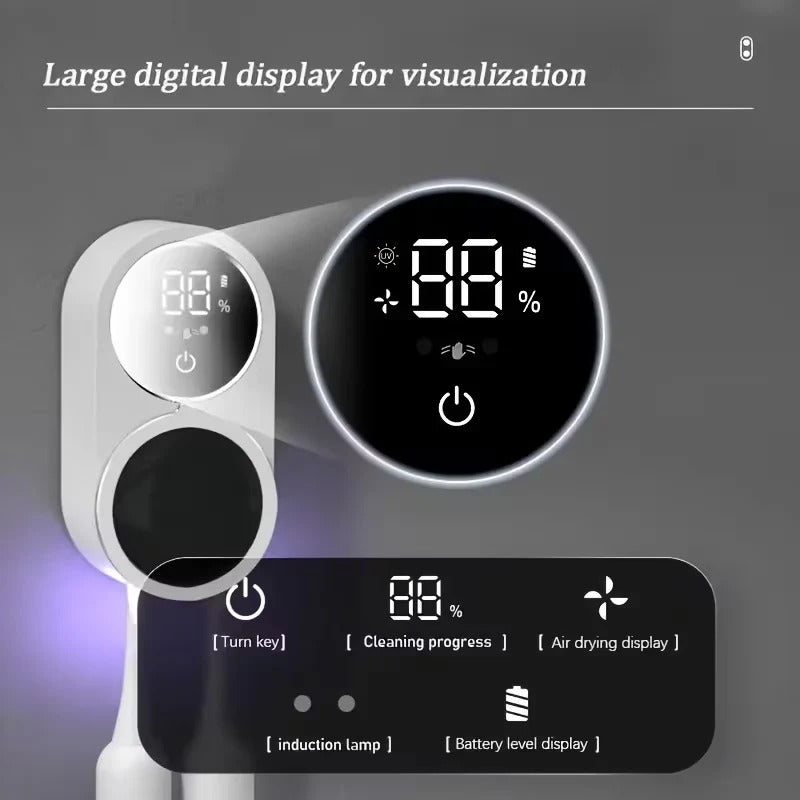 Touchless Sensor Wall Mount UV Toothbrush Holder & Organizer - Hygienic, Space-Saving Design