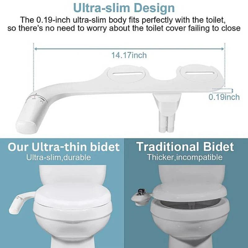 Dual Nozzle Bidet Toilet Attachment - Rear & Gentle Wash for Ultimate Comfort & Hygiene