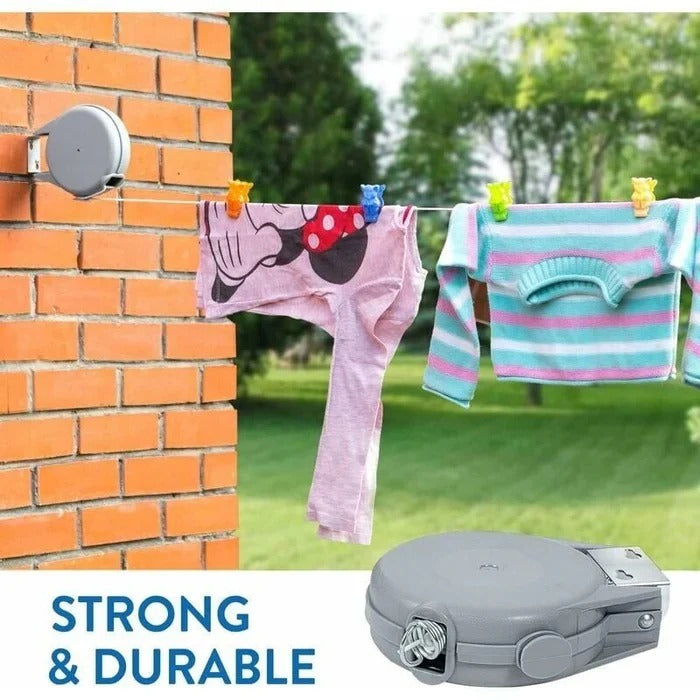 Retractable Wall-Mounted Washing Line - Space-Saving Drying Solution for Indoor & Outdoor Use