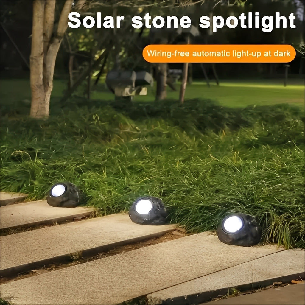 Stone-Style Solar LED Garden Spotlight with Automatic Light Sensor - Eco-Friendly Outdoor Lighting