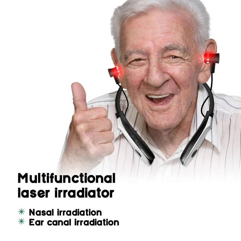 Rechargeable 650nm Red Light Therapy Device with Dual Ear & Nasal Probes for Pain Relief and Wellness