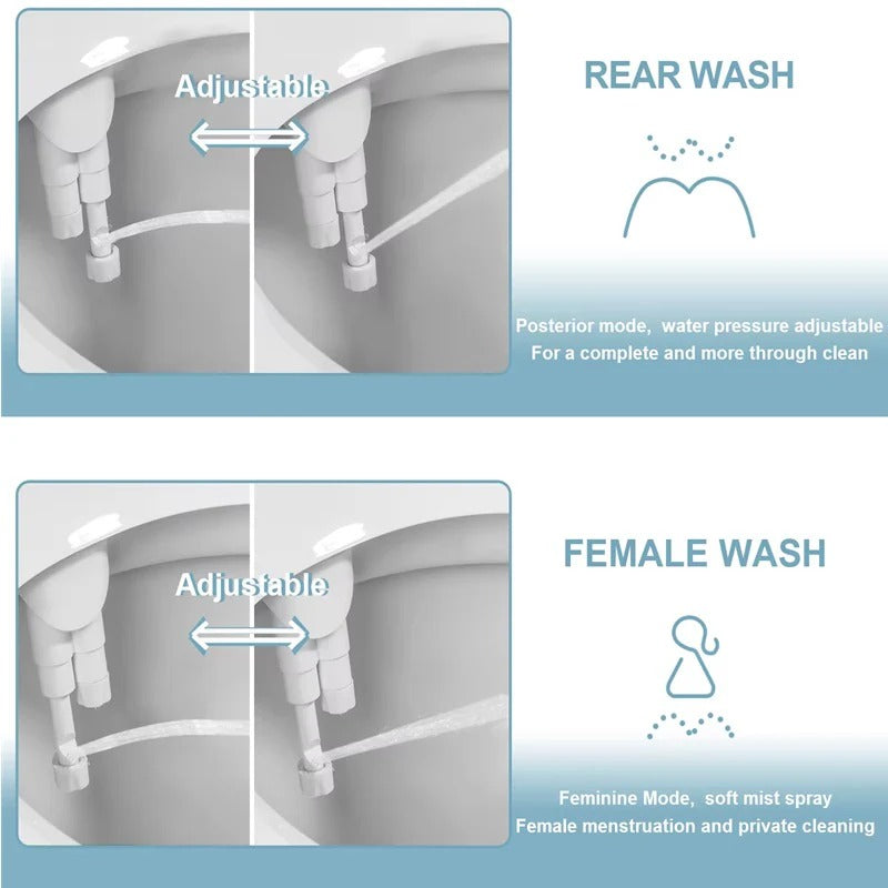 Dual Nozzle Bidet Toilet Attachment - Rear & Gentle Wash for Ultimate Comfort & Hygiene