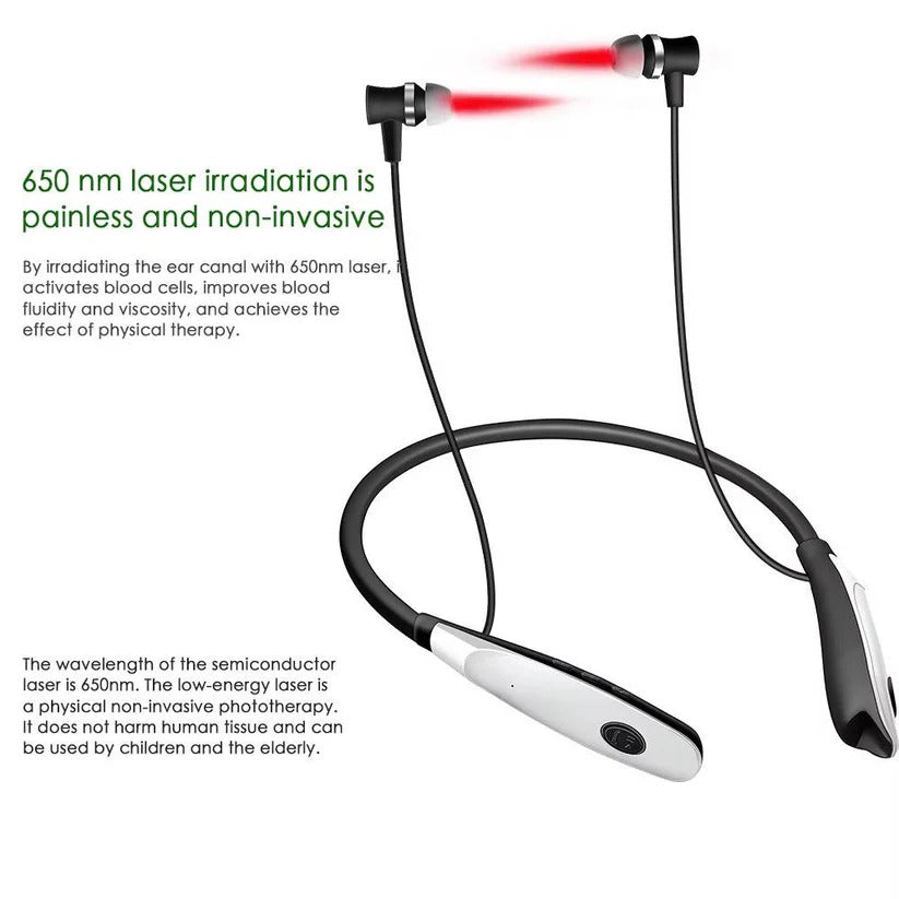 Rechargeable 650nm Red Light Therapy Device with Dual Ear & Nasal Probes for Pain Relief and Wellness