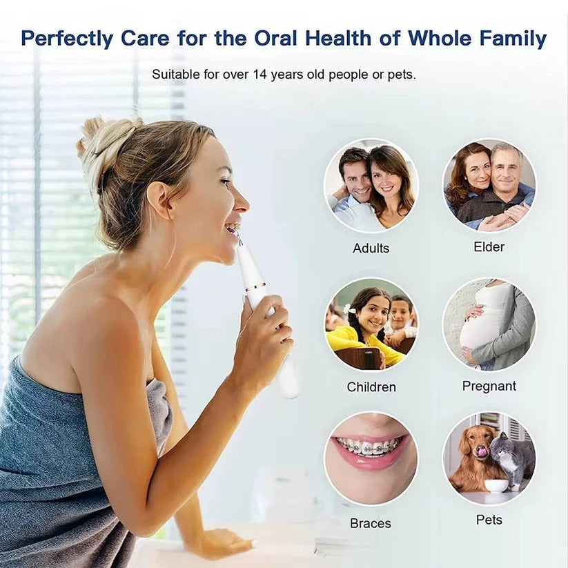 USB Rechargeable Dental Cleaning Kit with LED Light - Portable Oral Hygiene Tool for Teeth Whitening & Plaque Removal