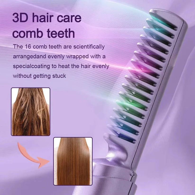 Cordless Ceramic Hair Styling Brush with Frizz Control - Ionic Technology for Smooth, Sleek Hair