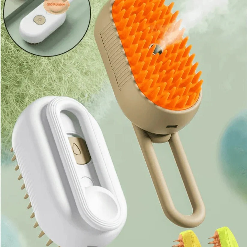 2-in-1 Pet Grooming Brush with Steam Spray & Hair Removal Comb - Effortless Pet Care Tool for Dogs & Cats