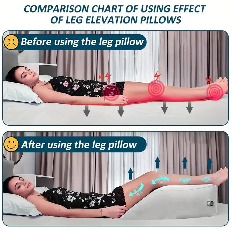Adjustable Inflatable Leg Rest Pillow with Storage - Elevate Comfort for Travel & Home Use