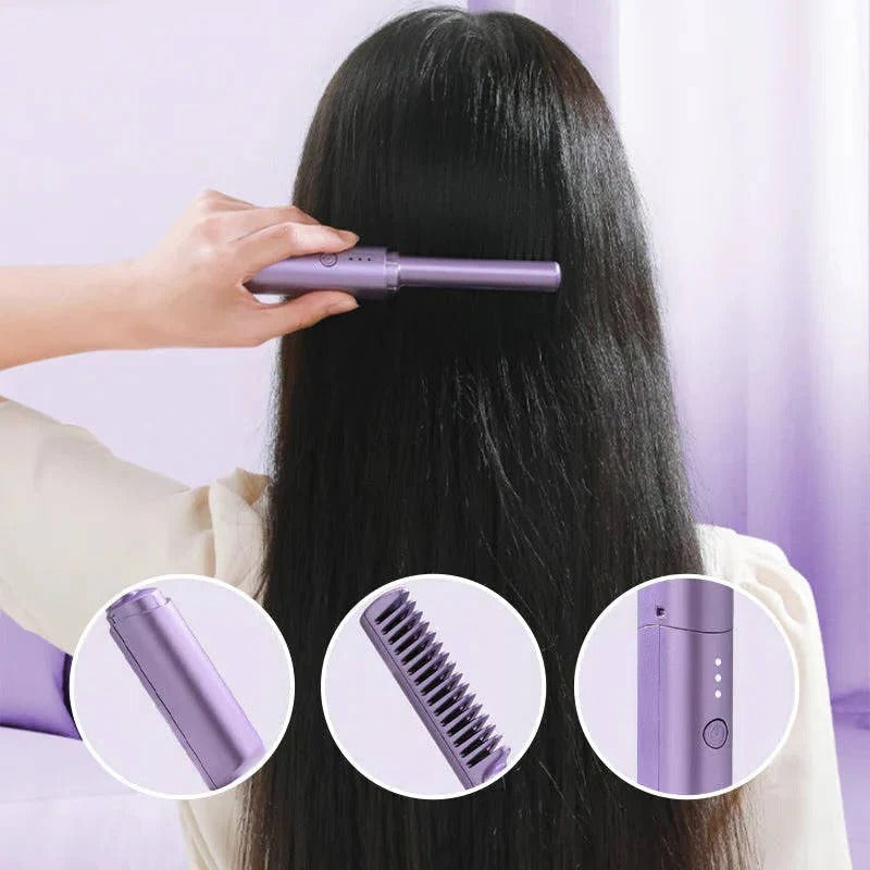 Cordless Ceramic Hair Styling Brush with Frizz Control - Ionic Technology for Smooth, Sleek Hair