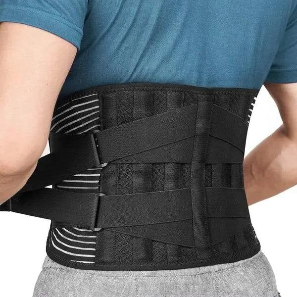 Adjustable Lumbar Support Belt with Dual Metal Spring Stabilizers for Maximum Back Support and Comfort