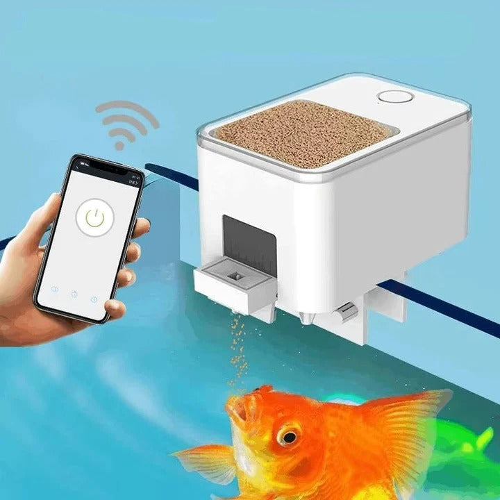 Smart Automatic Fish Feeder with Remote Scheduling & Custom Feeding Times - Ideal for Aquariums