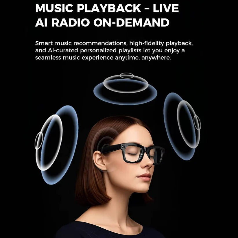 Smart Glasses with Integrated Video Camera & Bluetooth Audio - Stylish Wearable Tech for Hands-Free Recording & Streaming
