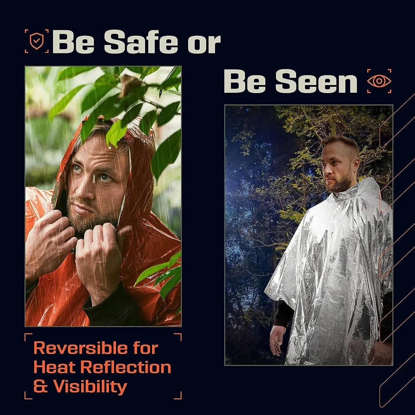 Unisex Reversible Rain Poncho Set - 2 Pack for Hiking, Camping & Outdoor Adventures