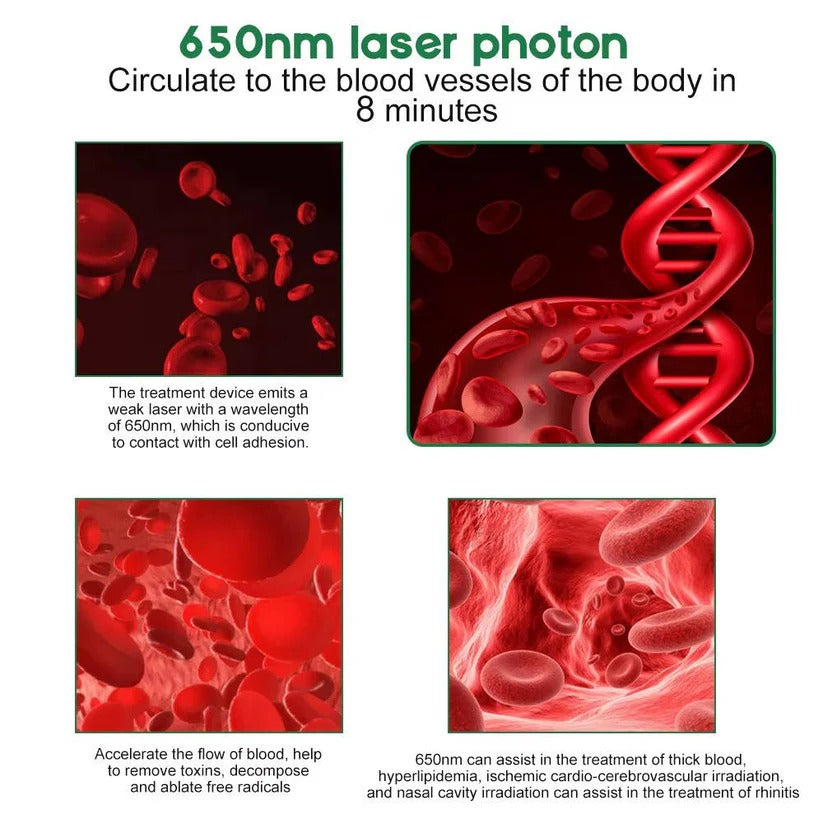 Rechargeable 650nm Red Light Therapy Device with Dual Ear & Nasal Probes for Pain Relief and Wellness