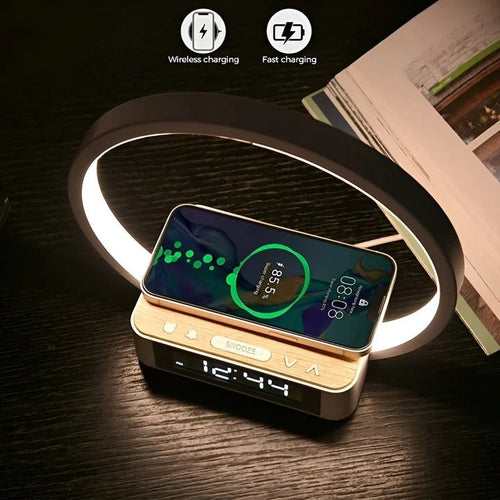 3-in-1 Bedside Table Lamp with Wireless Charging, Digital Alarm Clock & USB Port - Modern Nightstand Light