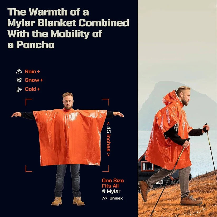 Unisex Reversible Rain Poncho Set - 2 Pack for Hiking, Camping & Outdoor Adventures