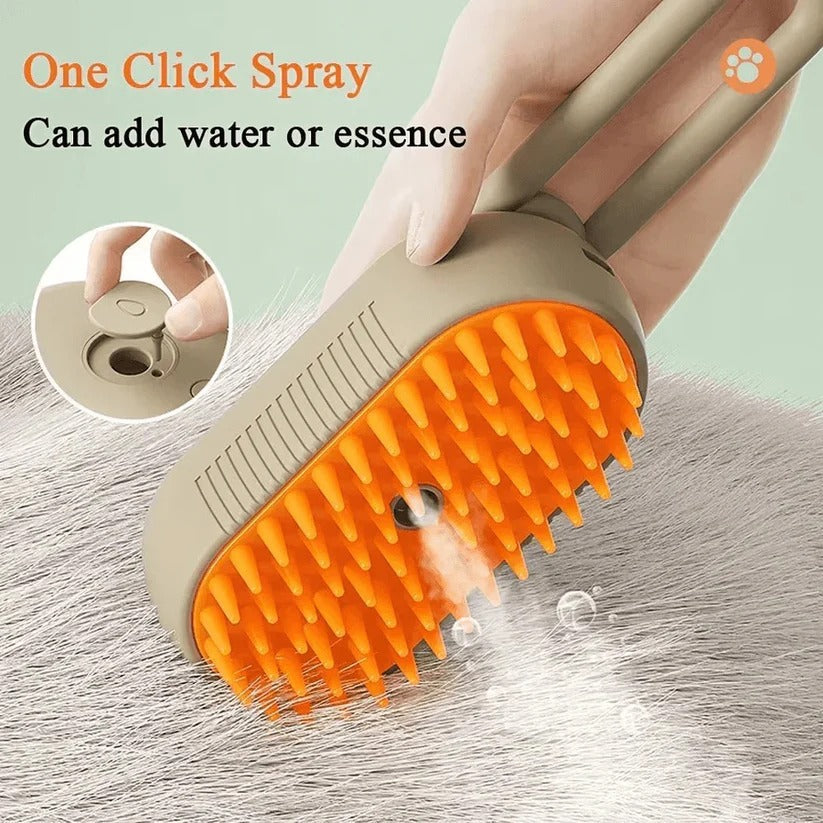 2-in-1 Pet Grooming Brush with Steam Spray & Hair Removal Comb - Effortless Pet Care Tool for Dogs & Cats