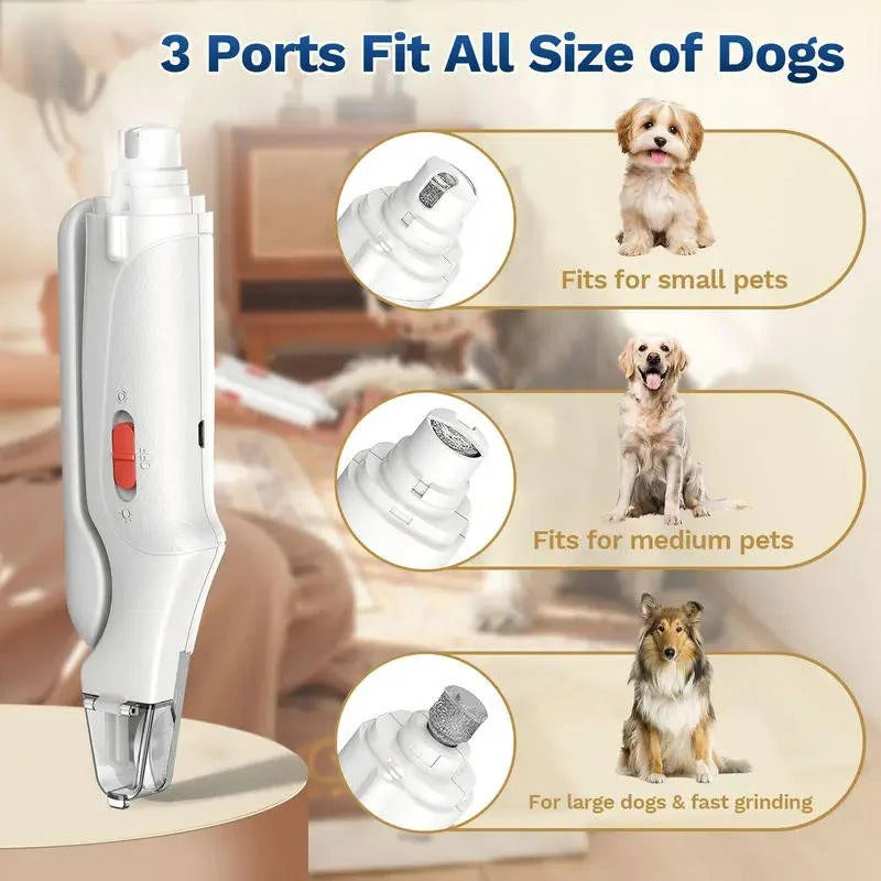 Quiet Rechargeable Dog & Cat Nail Grinder - Low Noise Pet Nail Trimmer for Safe & Easy Grooming