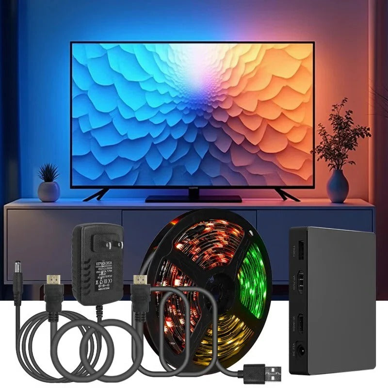 Smart LED Bias Lighting Strip with Screen Sync - App & Smart Speaker Compatible for Immersive Home Theater Experience