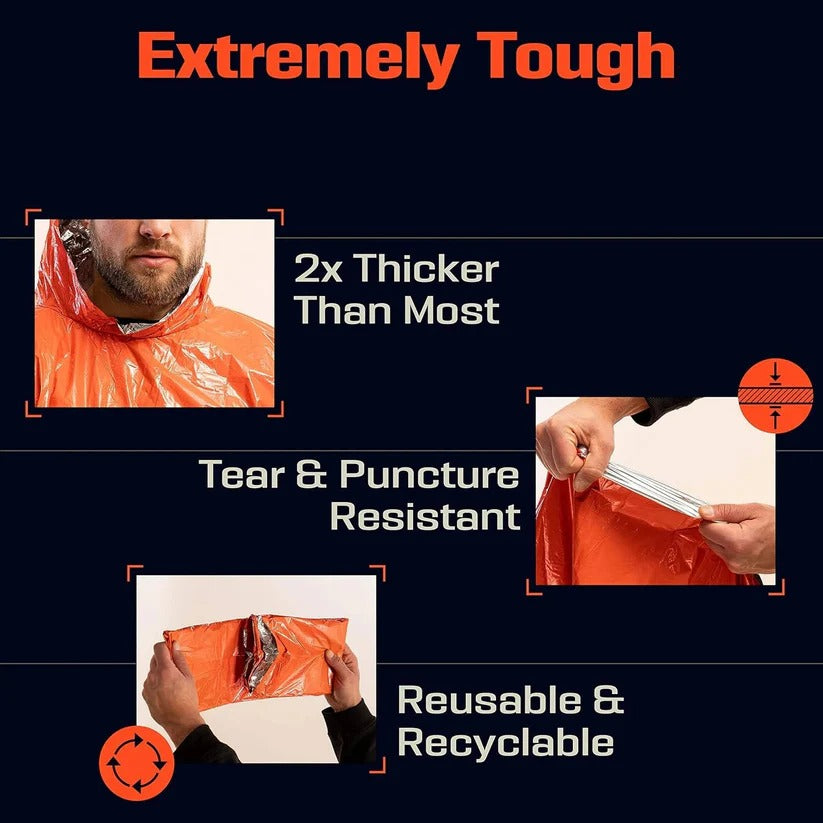 Unisex Reversible Rain Poncho Set - 2 Pack for Hiking, Camping & Outdoor Adventures