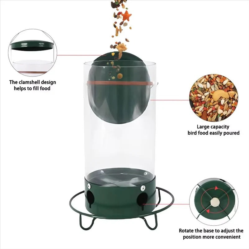 Window-Mounted Metal Bird Feeder with Weight-Activated Perch - Perfect for Seed Feeding and Bird Watching