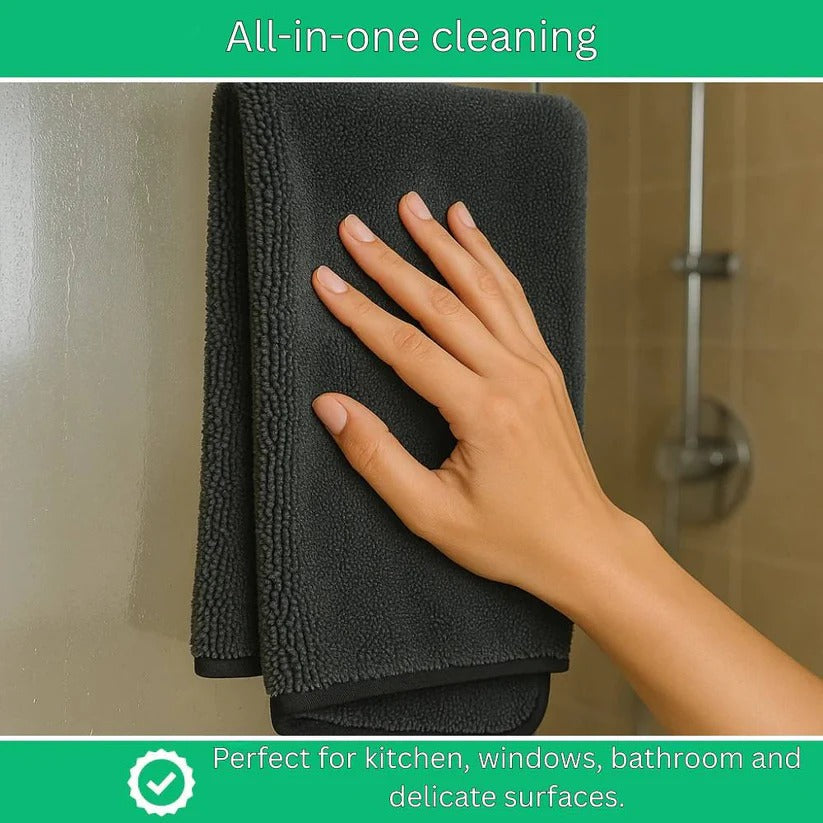 High-Absorbency Microfiber Cleaning Cloth - 1200 GSM for Streak-Free Glass & Kitchen Cleaning