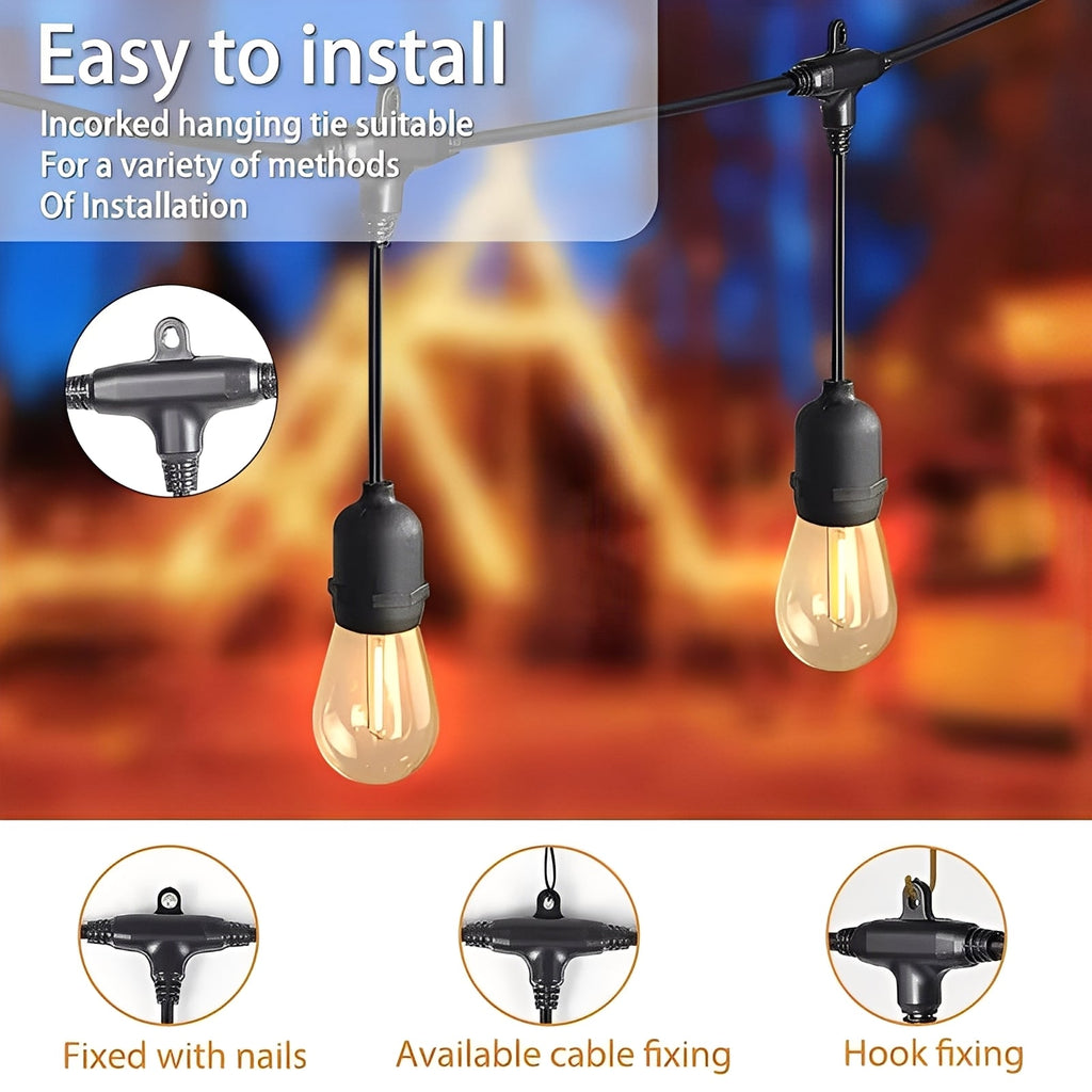 Outdoor LED String Lights with E27 Sockets - 220V Waterproof Patio Lighting for Gardens, Decks, and Events