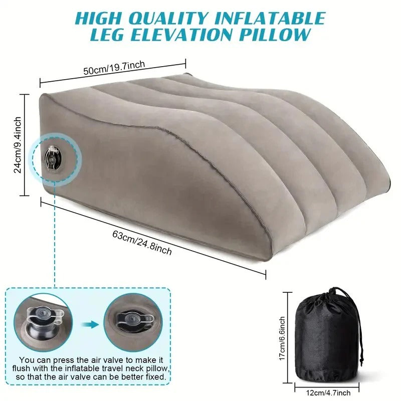 Adjustable Inflatable Leg Rest Pillow with Storage - Elevate Comfort for Travel & Home Use