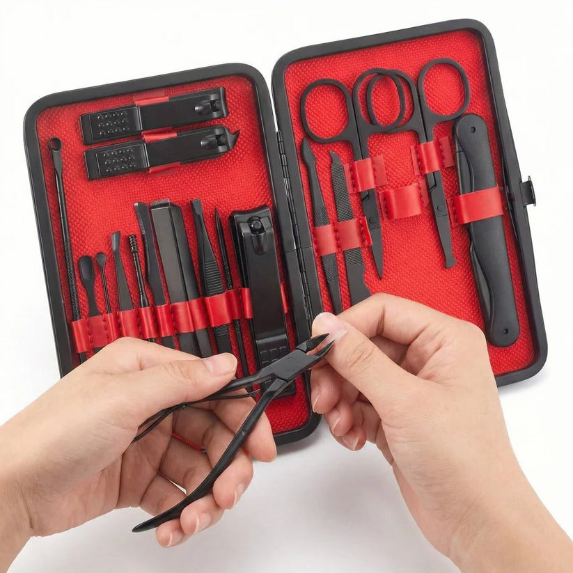 24-Piece Stainless Steel Manicure & Pedicure Nail Clipper Set with Travel Wallet - Premium Quality Grooming Kit