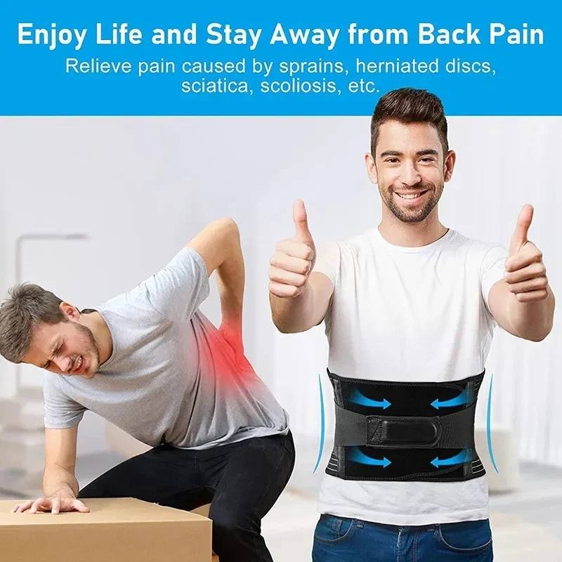 Adjustable Lumbar Support Belt with Dual Metal Spring Stabilizers for Maximum Back Support and Comfort