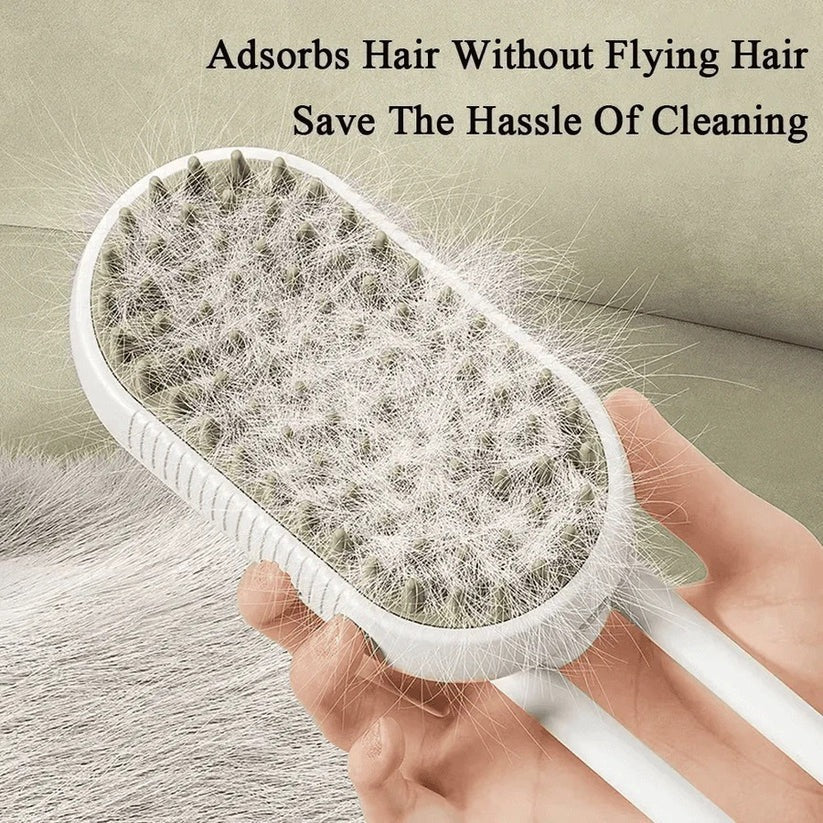 2-in-1 Pet Grooming Brush with Steam Spray & Hair Removal Comb - Effortless Pet Care Tool for Dogs & Cats