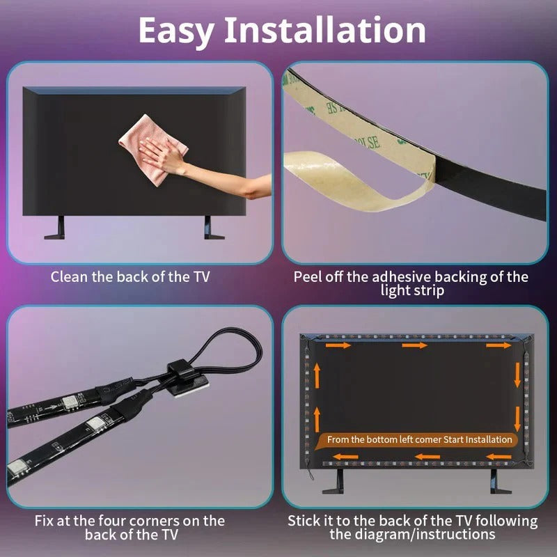 Smart LED Bias Lighting Strip with Screen Sync - App & Smart Speaker Compatible for Immersive Home Theater Experience