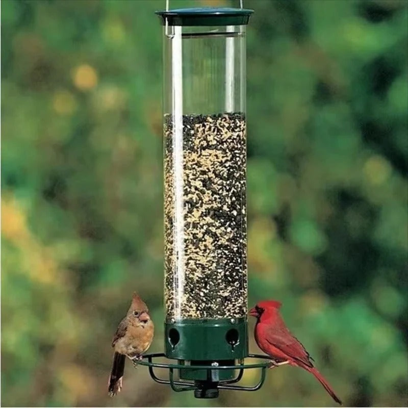 Window-Mounted Metal Bird Feeder with Weight-Activated Perch - Perfect for Seed Feeding and Bird Watching