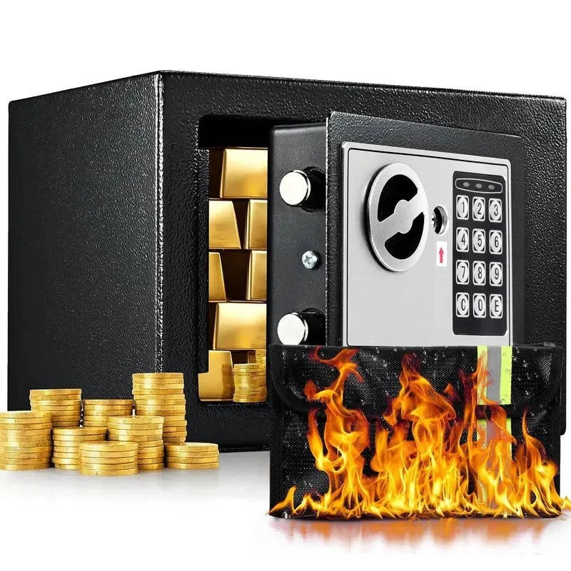 Compact Digital Safe with Keypad Lock, Backup Keys & LED Light - Secure Storage Solution