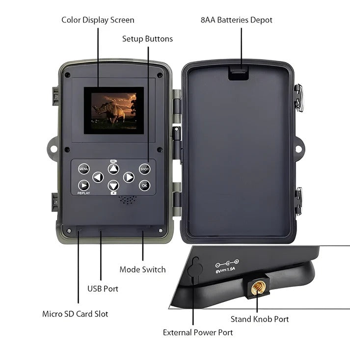 High-Performance Trail Camera with PIR Motion Sensor & Infrared Night Vision – Perfect for Wildlife Monitoring